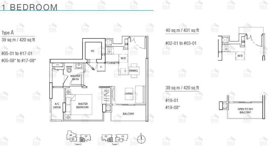 A · 431 sqft floor plan