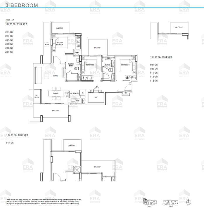 C2 · 1,184 sqft floor plan