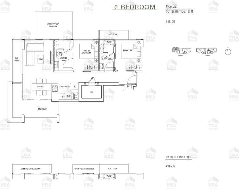 B2 · 1,087 sqft floor plan