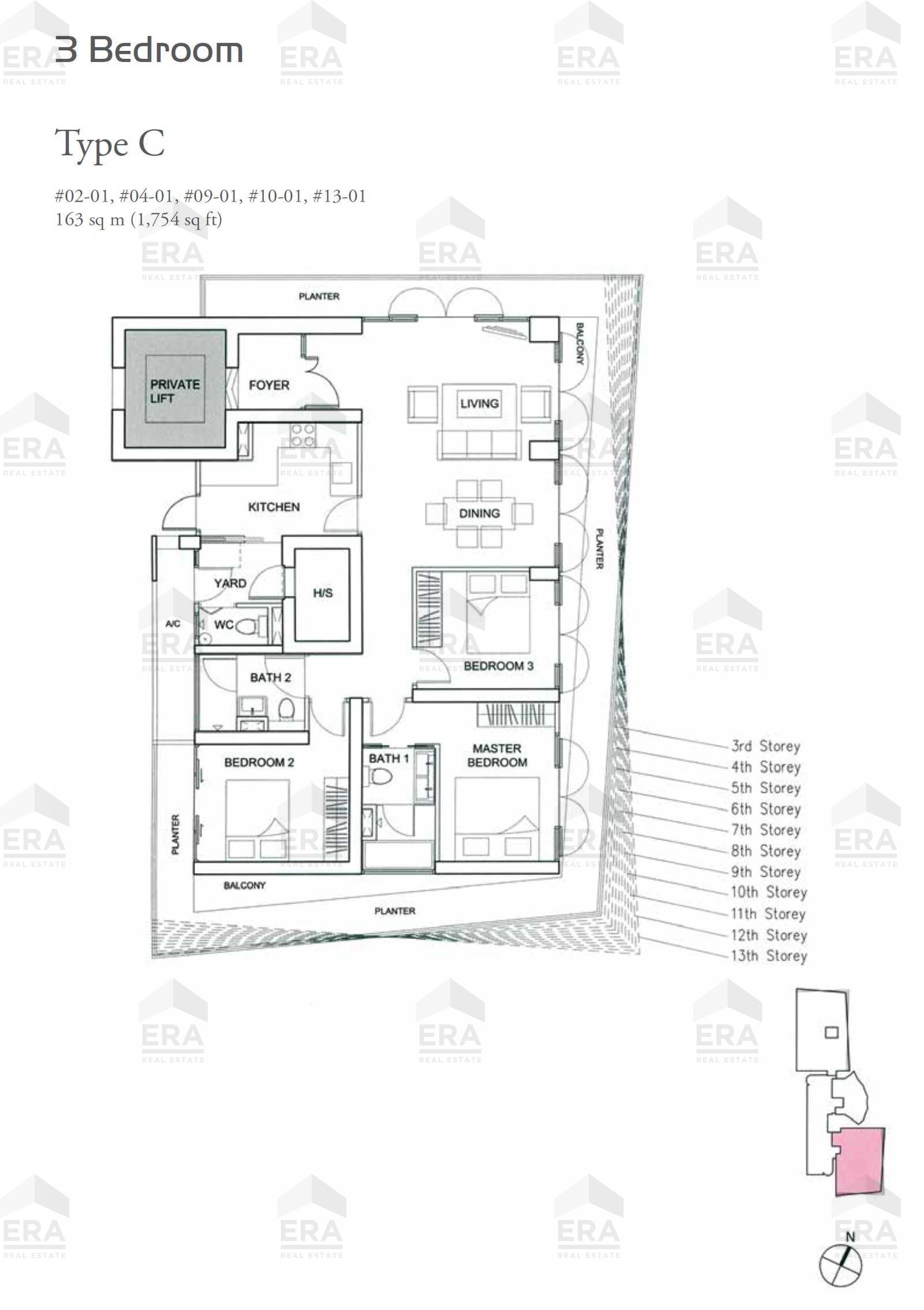 C · 1,754 sqft floor plan
