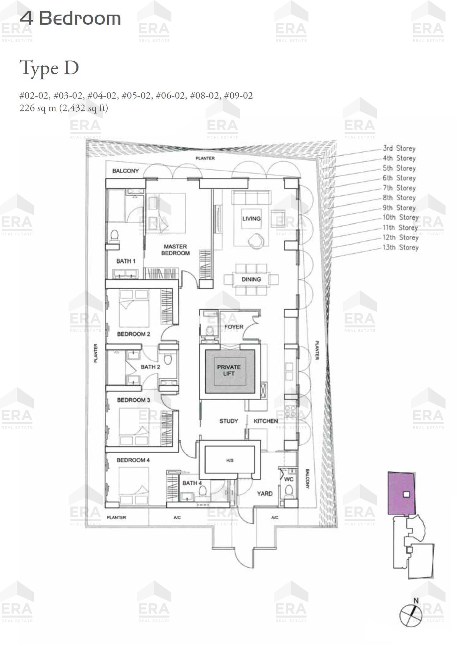 D · 2,432 sqft floor plan