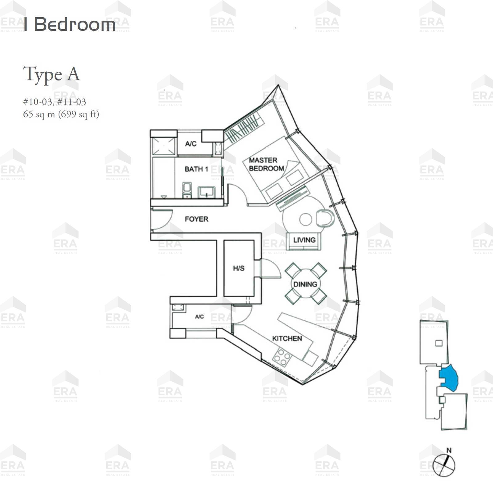 A · 699 sqft floor plan
