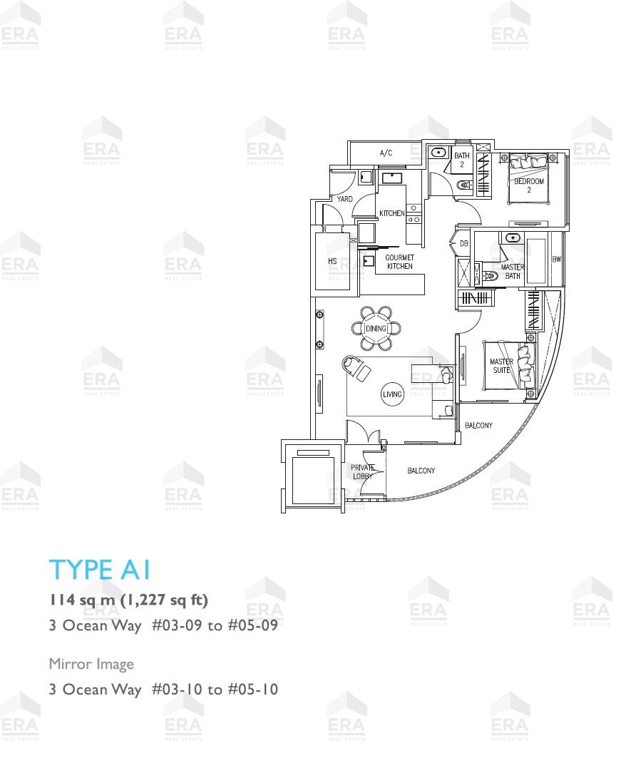 A1 · 1,227 sqft floor plan