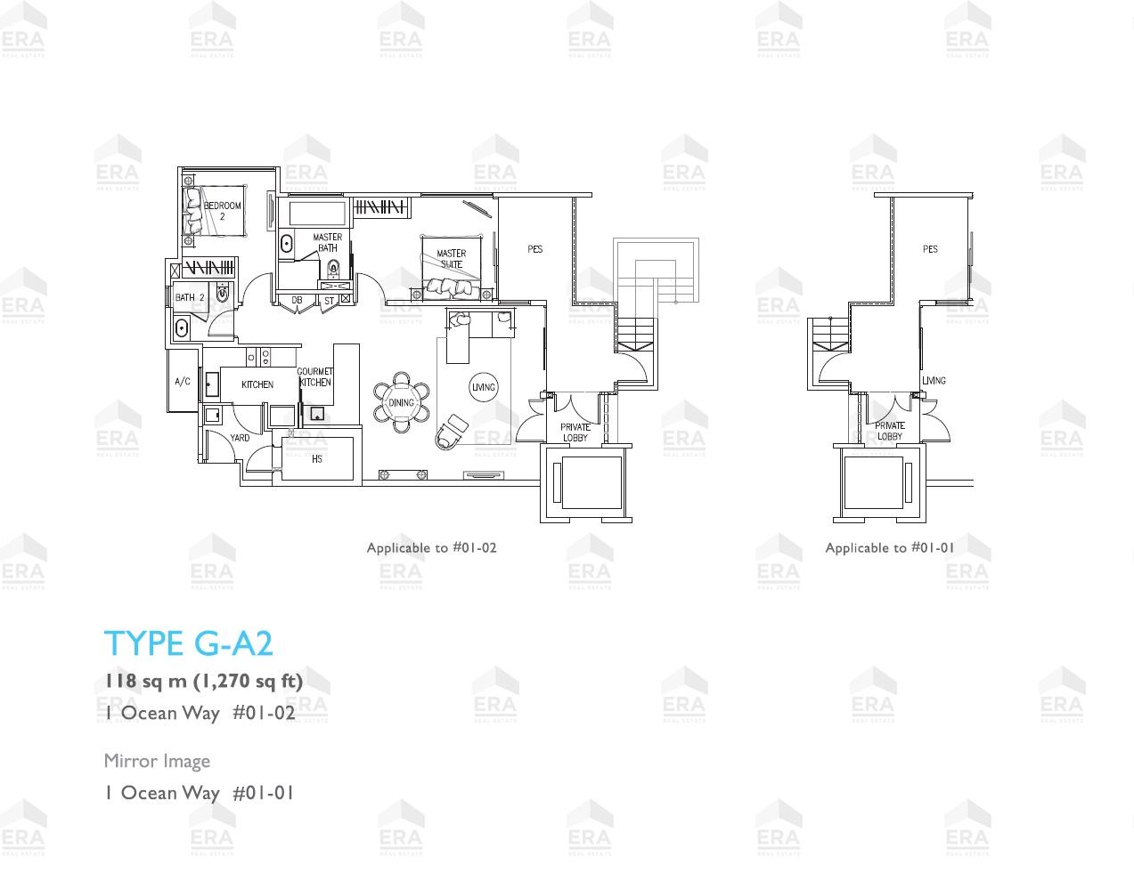 G-A2 · 1,270 sqft floor plan