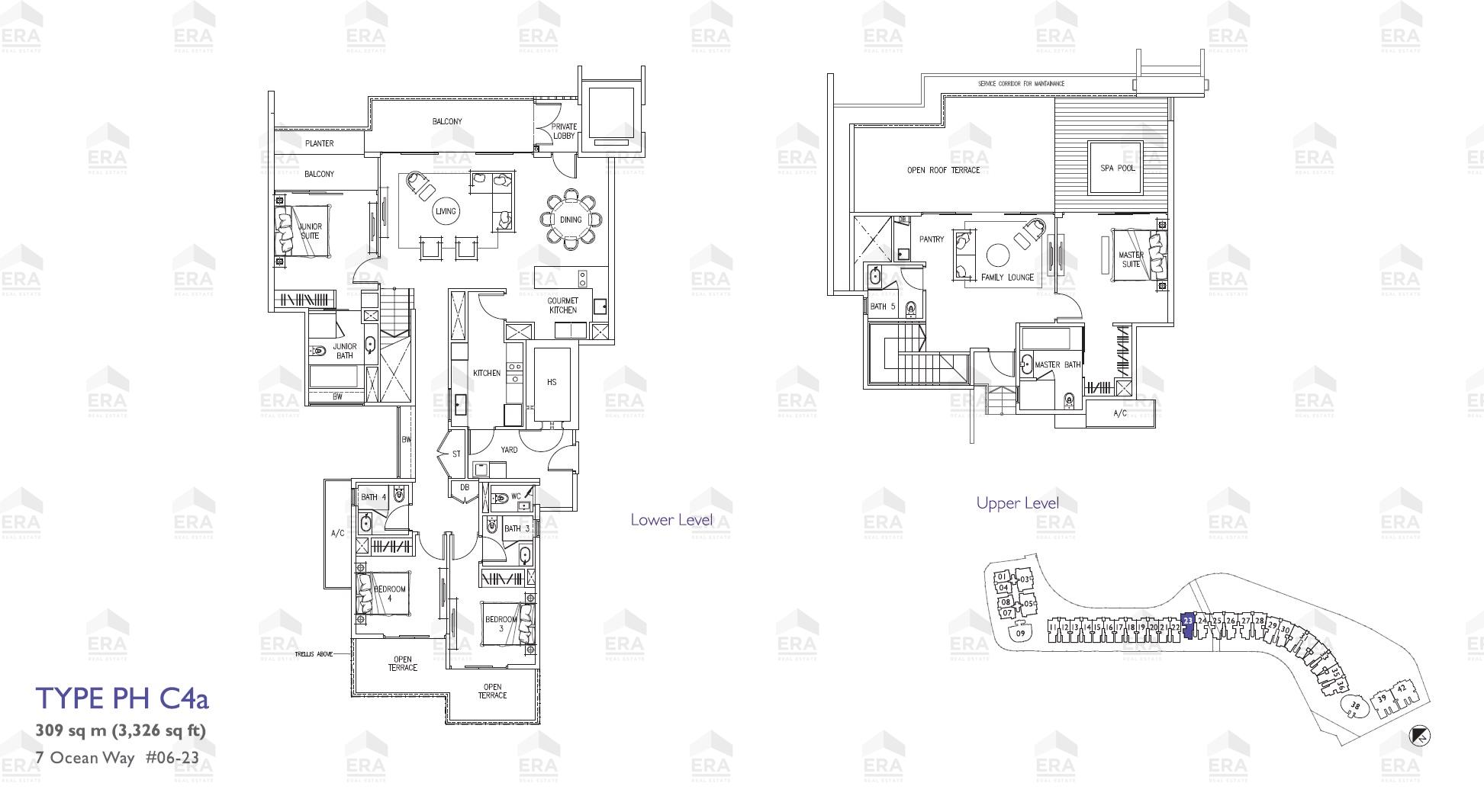 PH C4a · 3,326 sqft floor plan