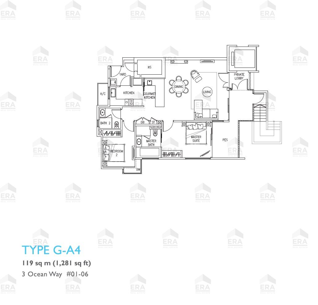 G-A4 · 1,281 sqft floor plan