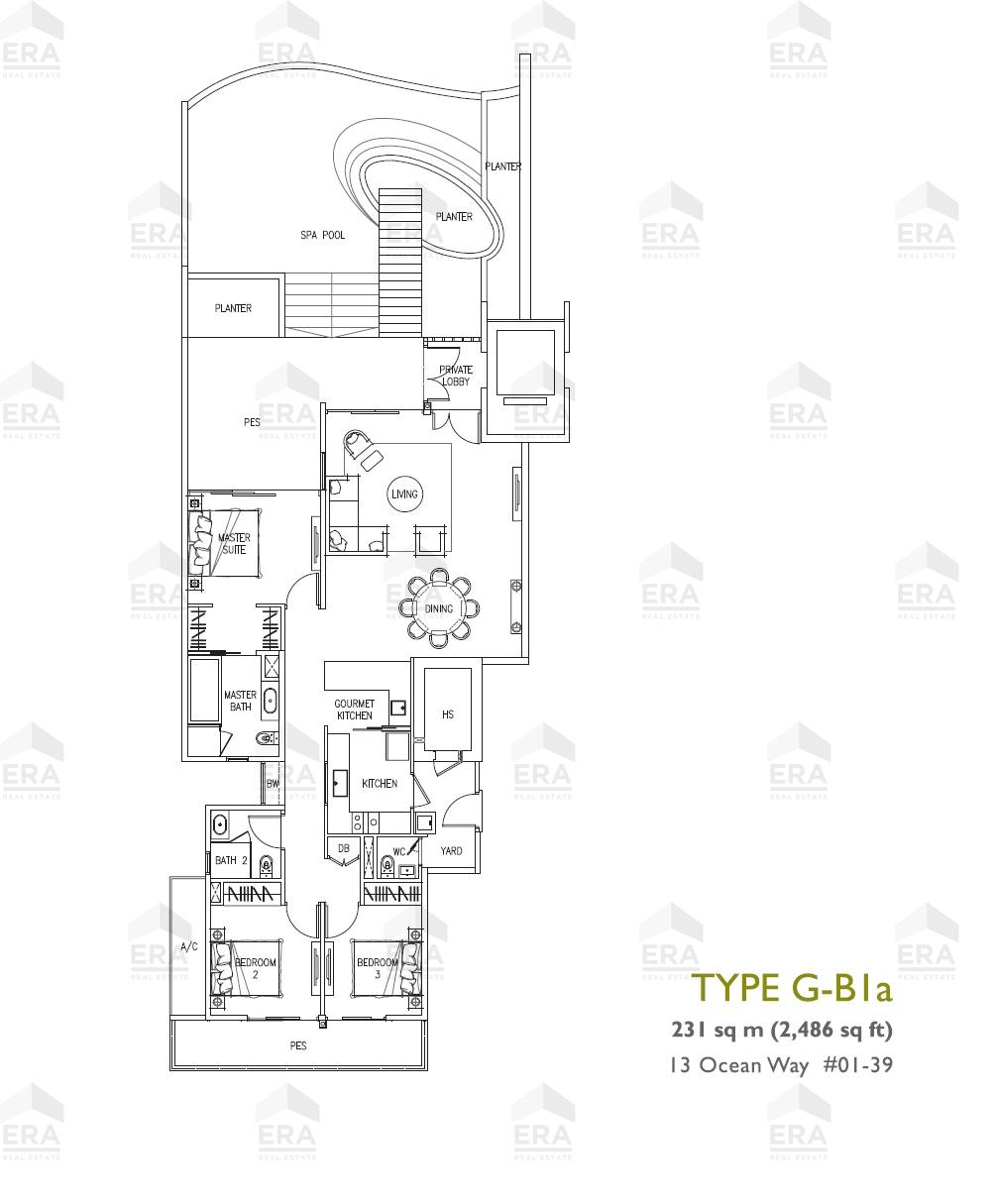G-B1a · 2,486 sqft floor plan
