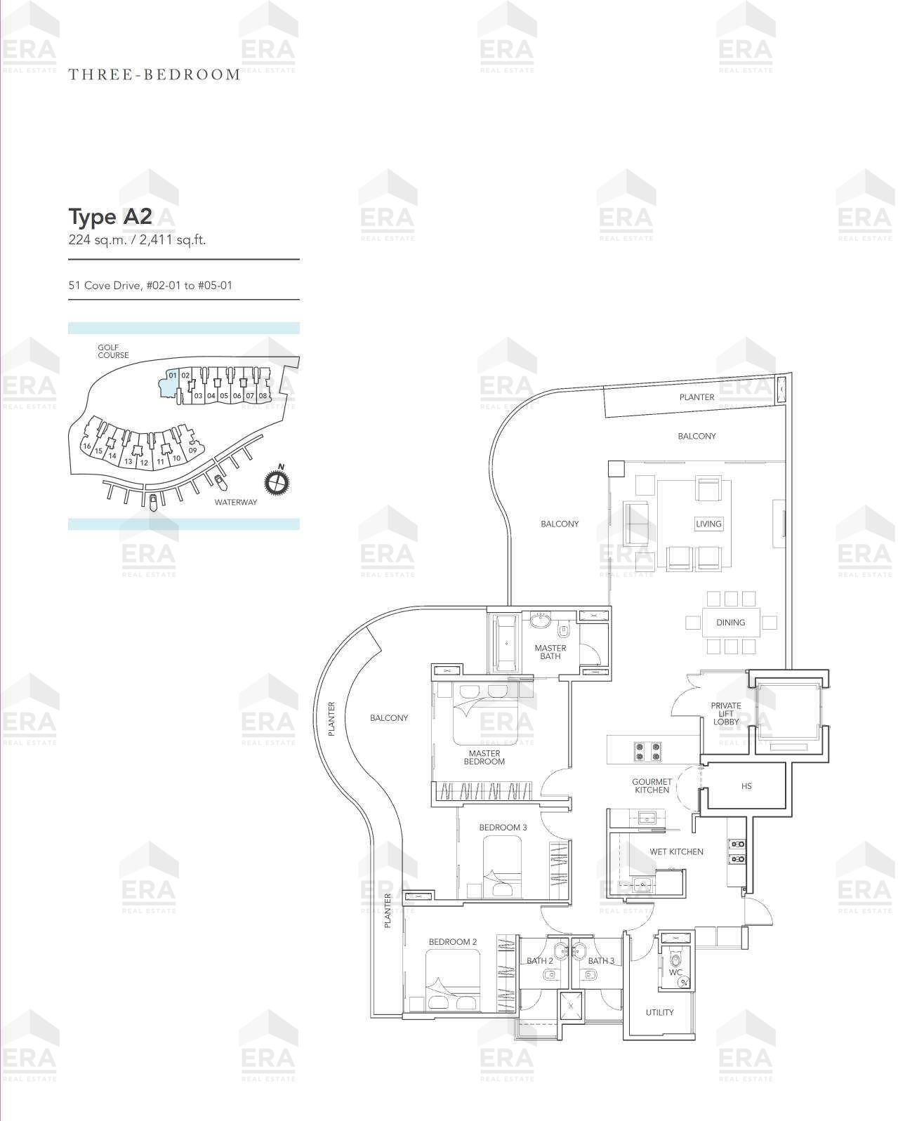 A2 · 2,411 sqft floor plan