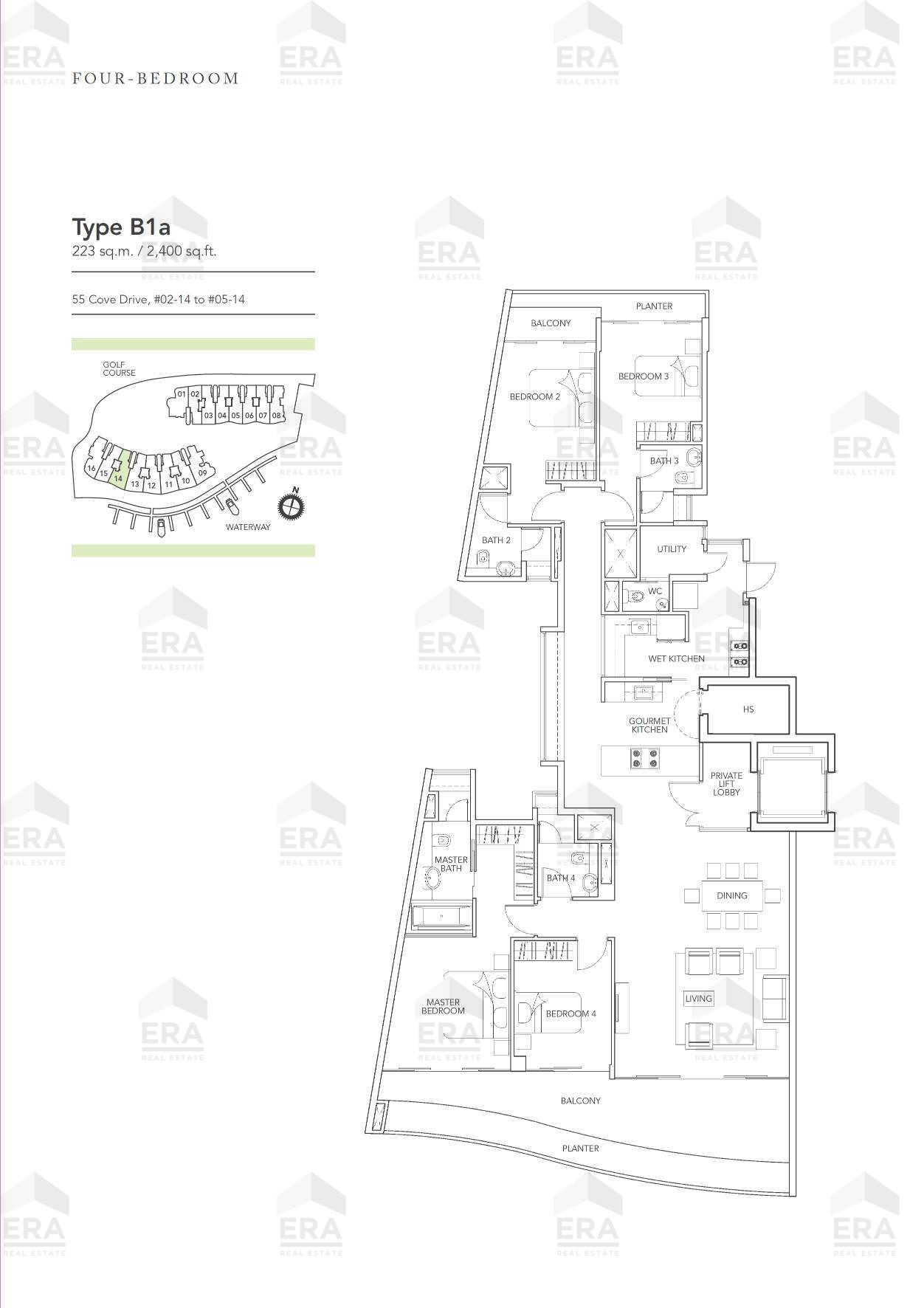 B1a · 2,400 sqft floor plan