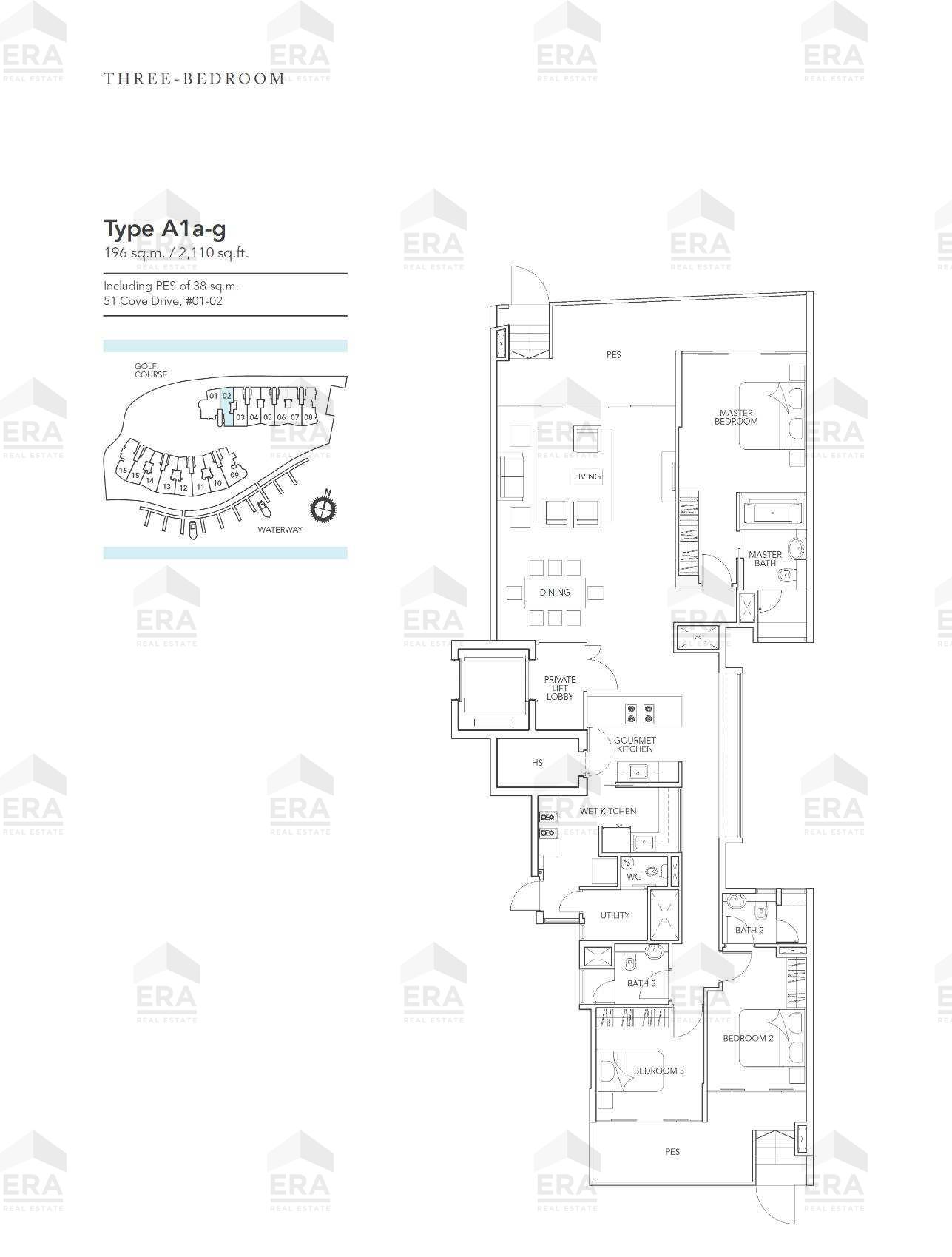 A1a-g · 2,110 sqft floor plan