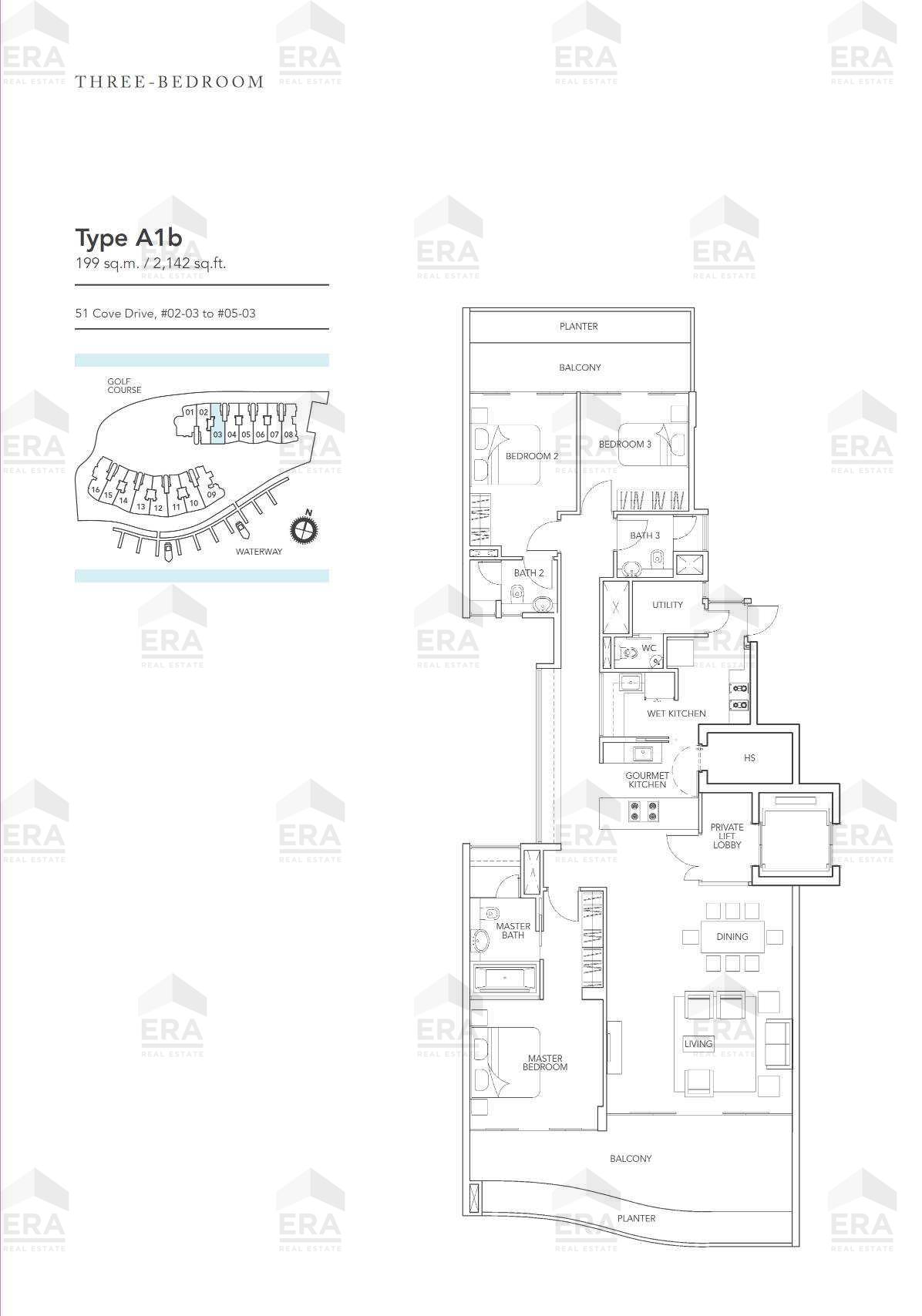 A1b · 2,142 sqft floor plan