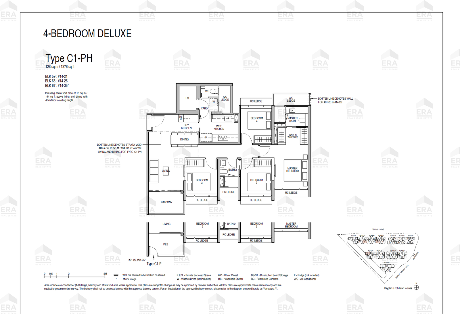 C1-PH · 1,378 sqft floor plan
