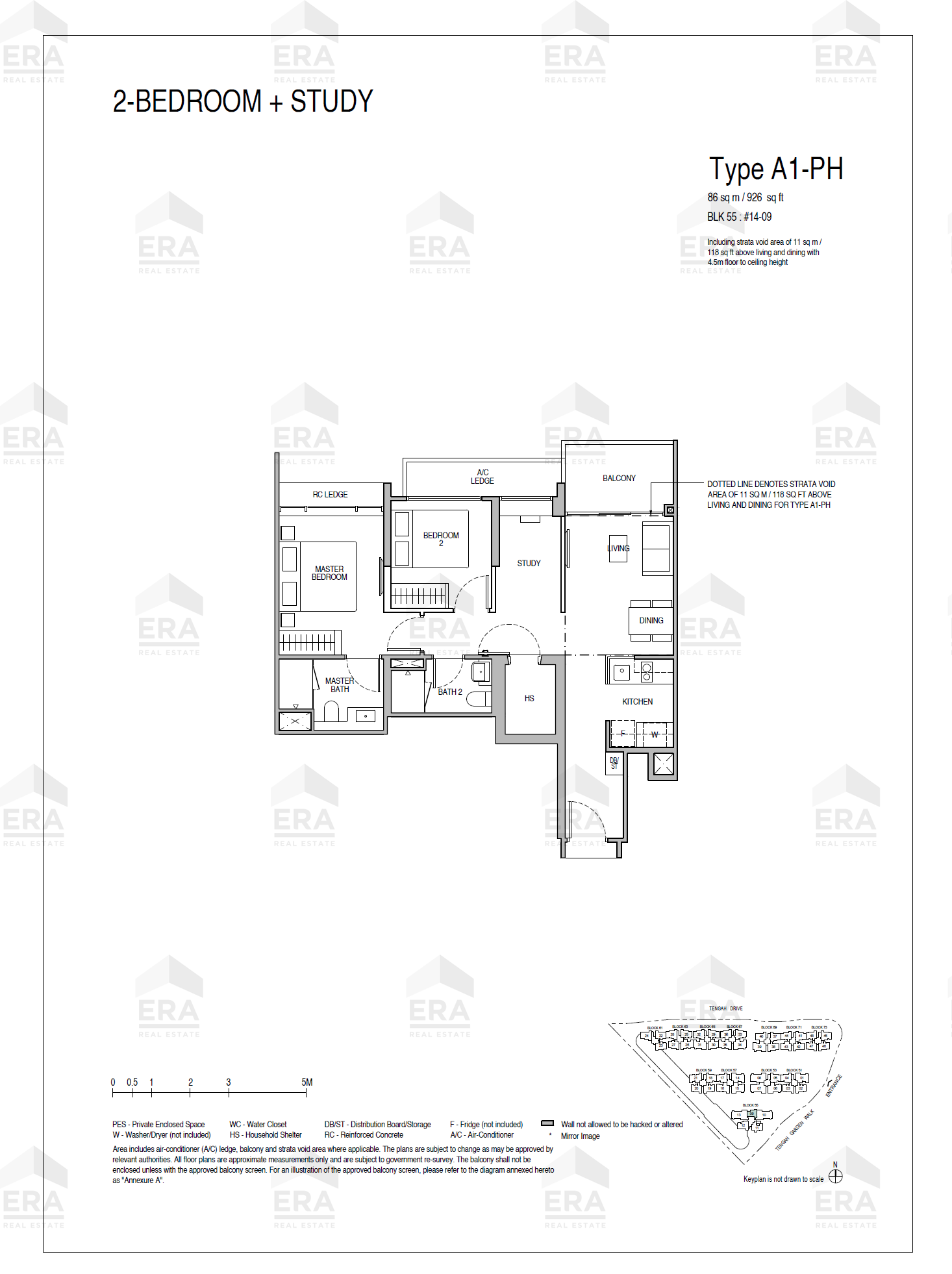A1-PH · 926 sqft floor plan