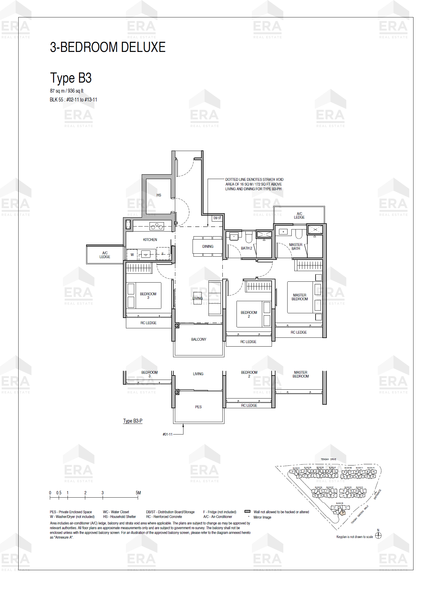 B3 · 936 sqft floor plan