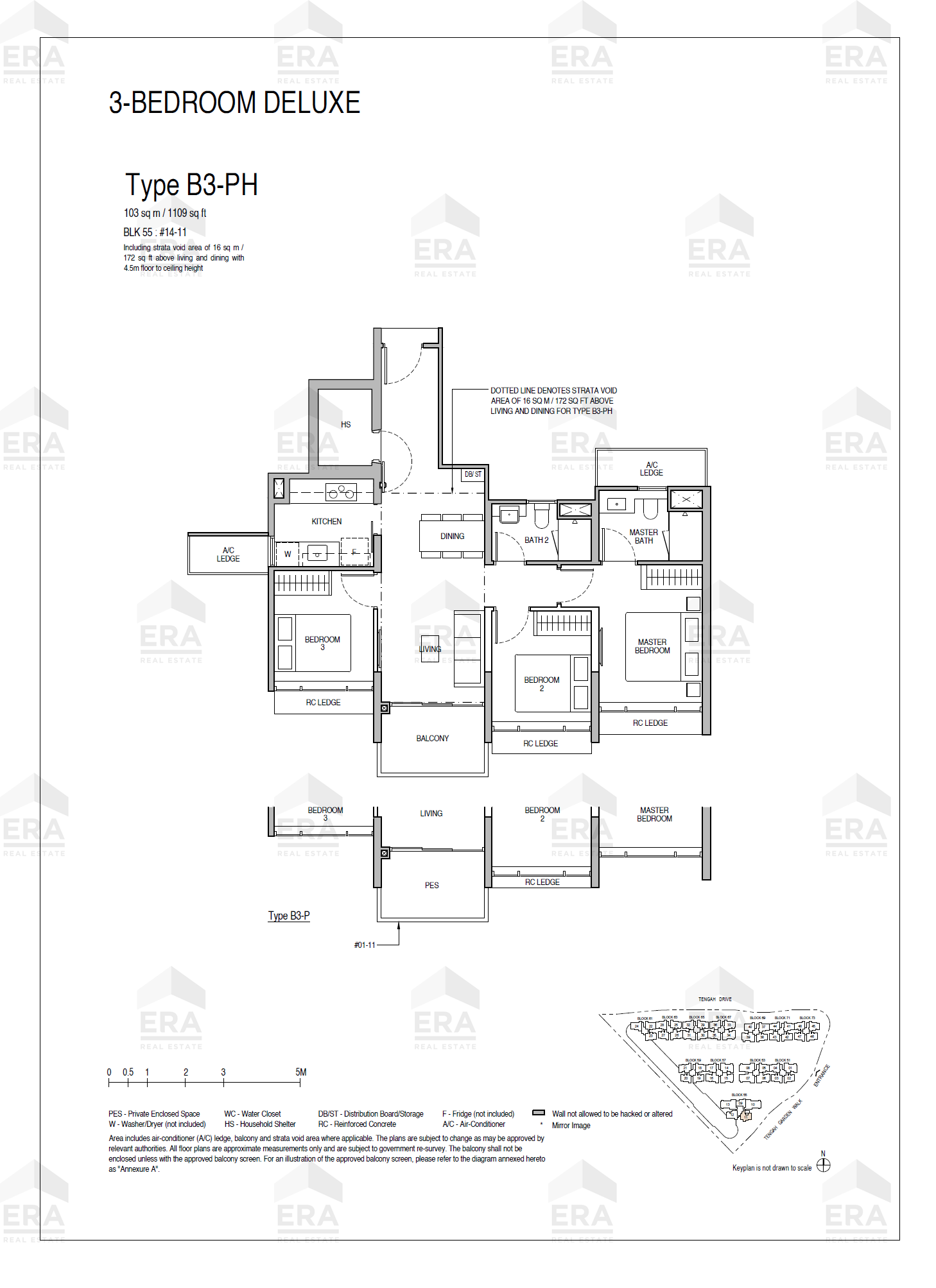 B3-PH · 1,109 sqft floor plan