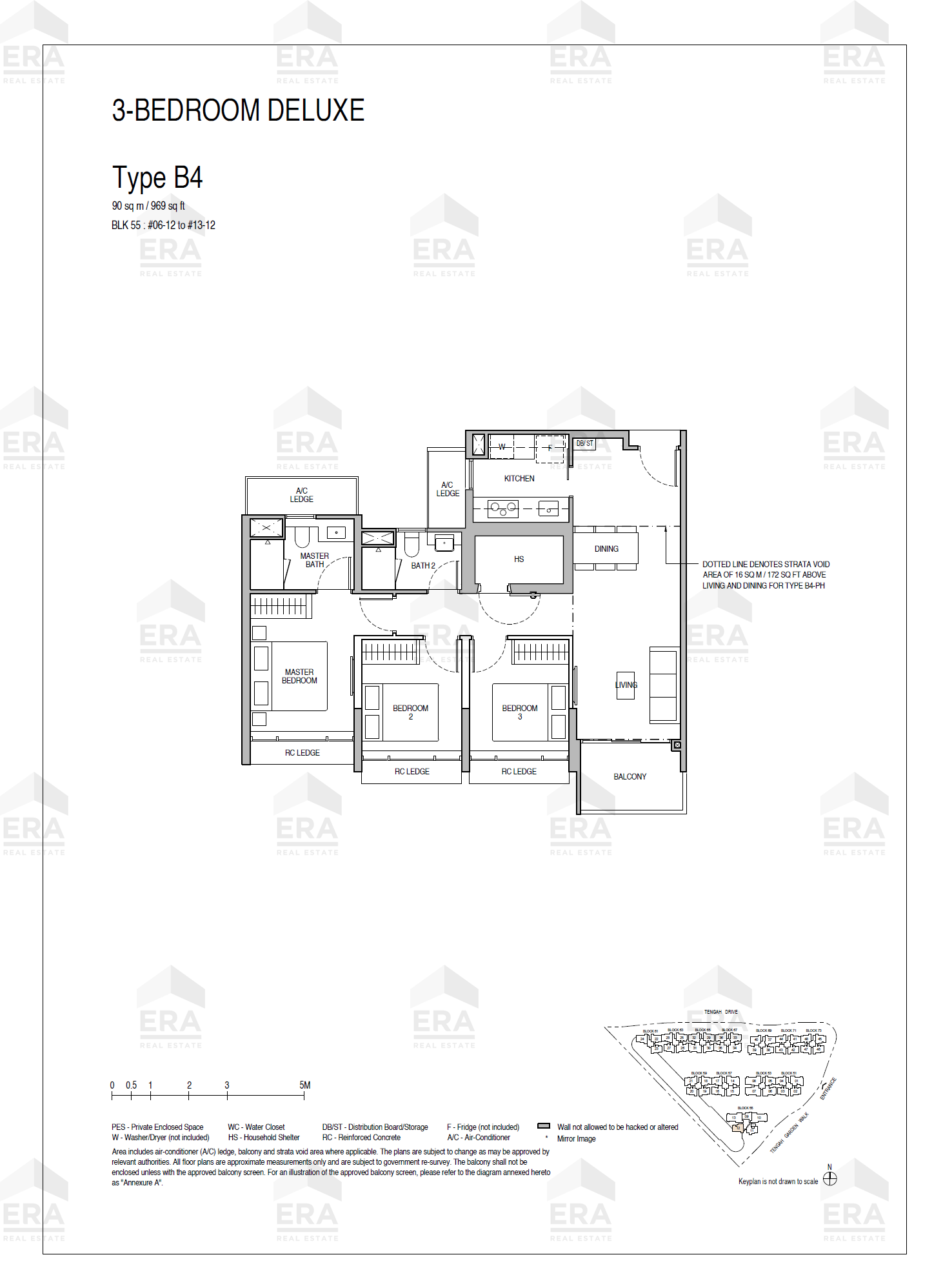 B4 · 969 sqft floor plan