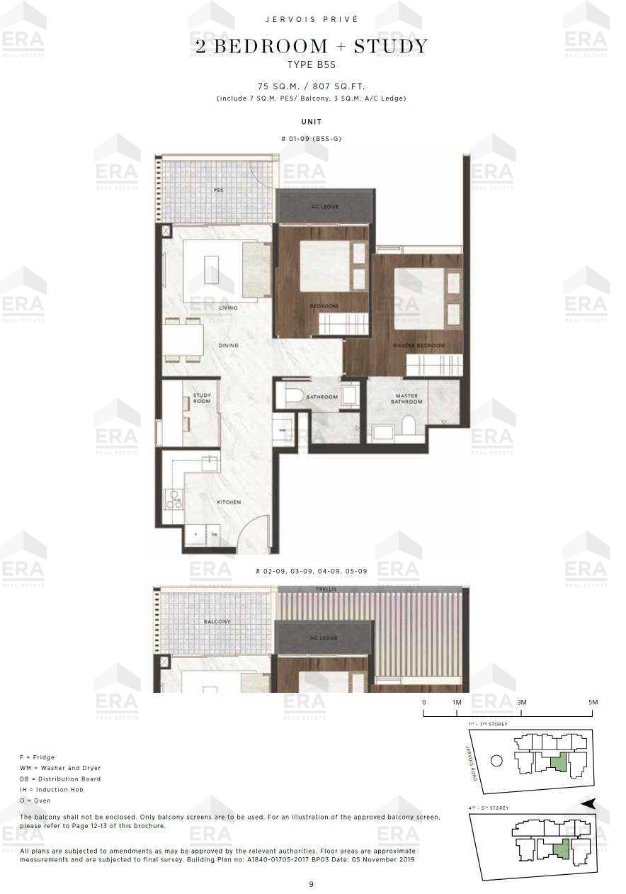 B5S · 807 sqft floor plan