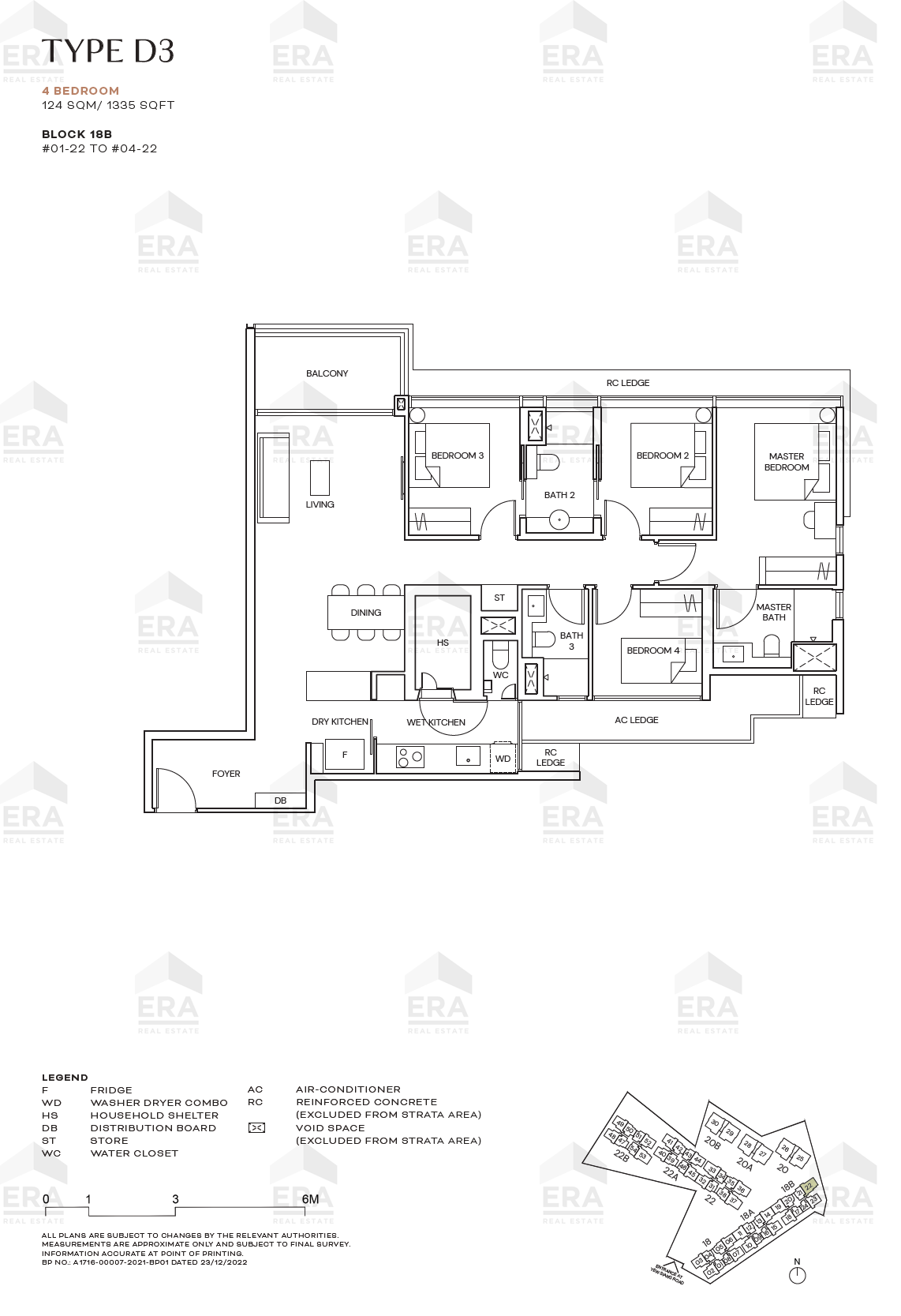 D3 · 1,335 sqft floor plan