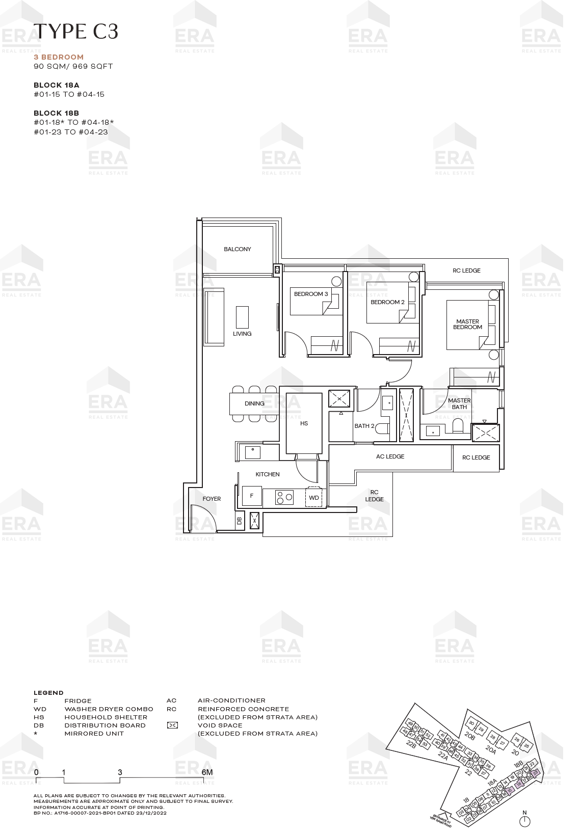 C3 · 969 sqft floor plan