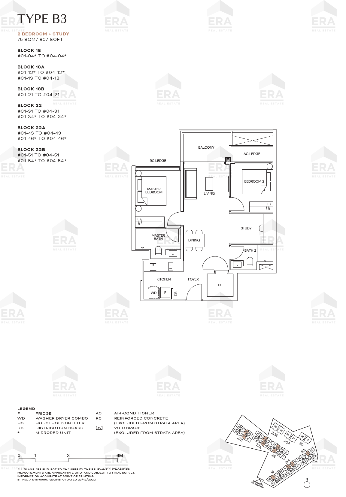 B3 · 807 sqft floor plan
