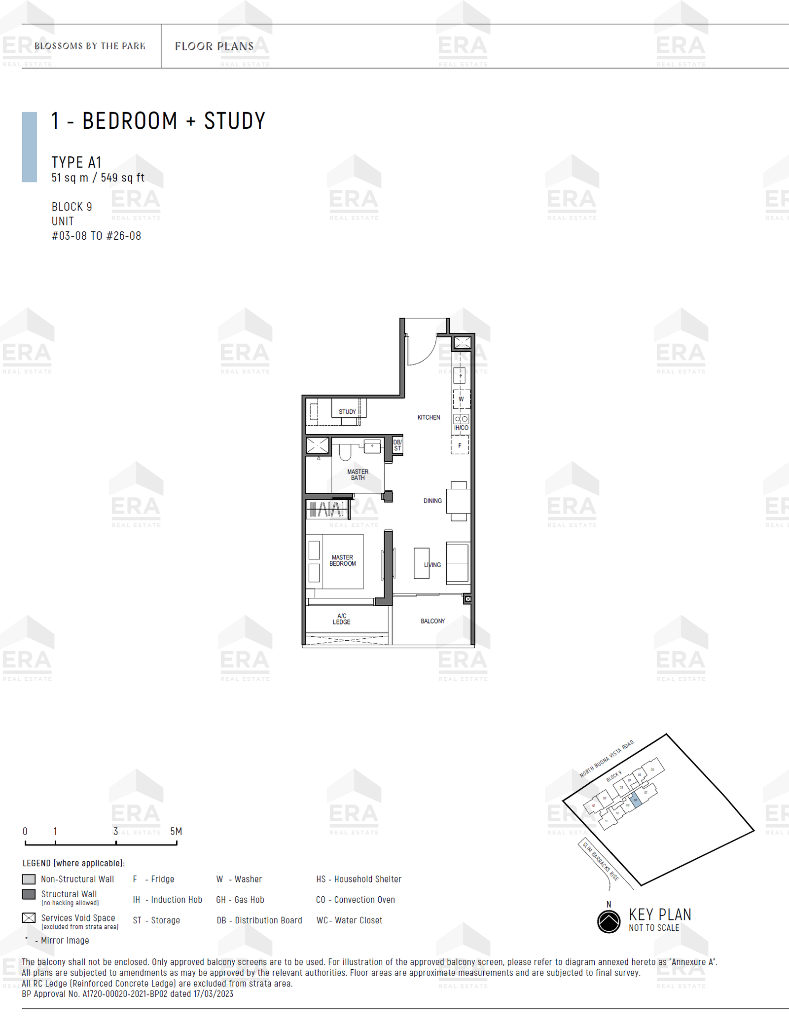 A1 · 549 sqft floor plan