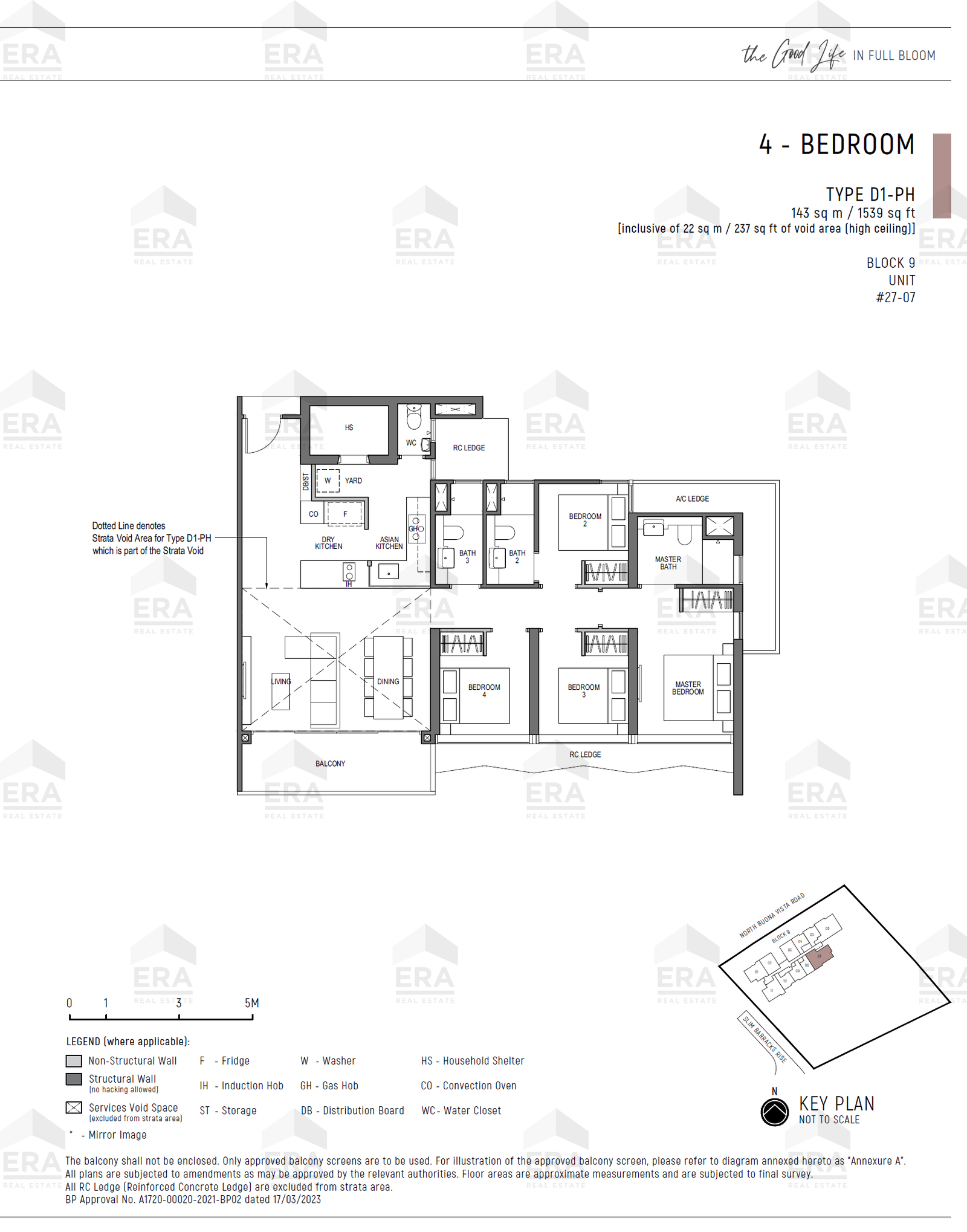 D1-PH · 1,539 sqft floor plan