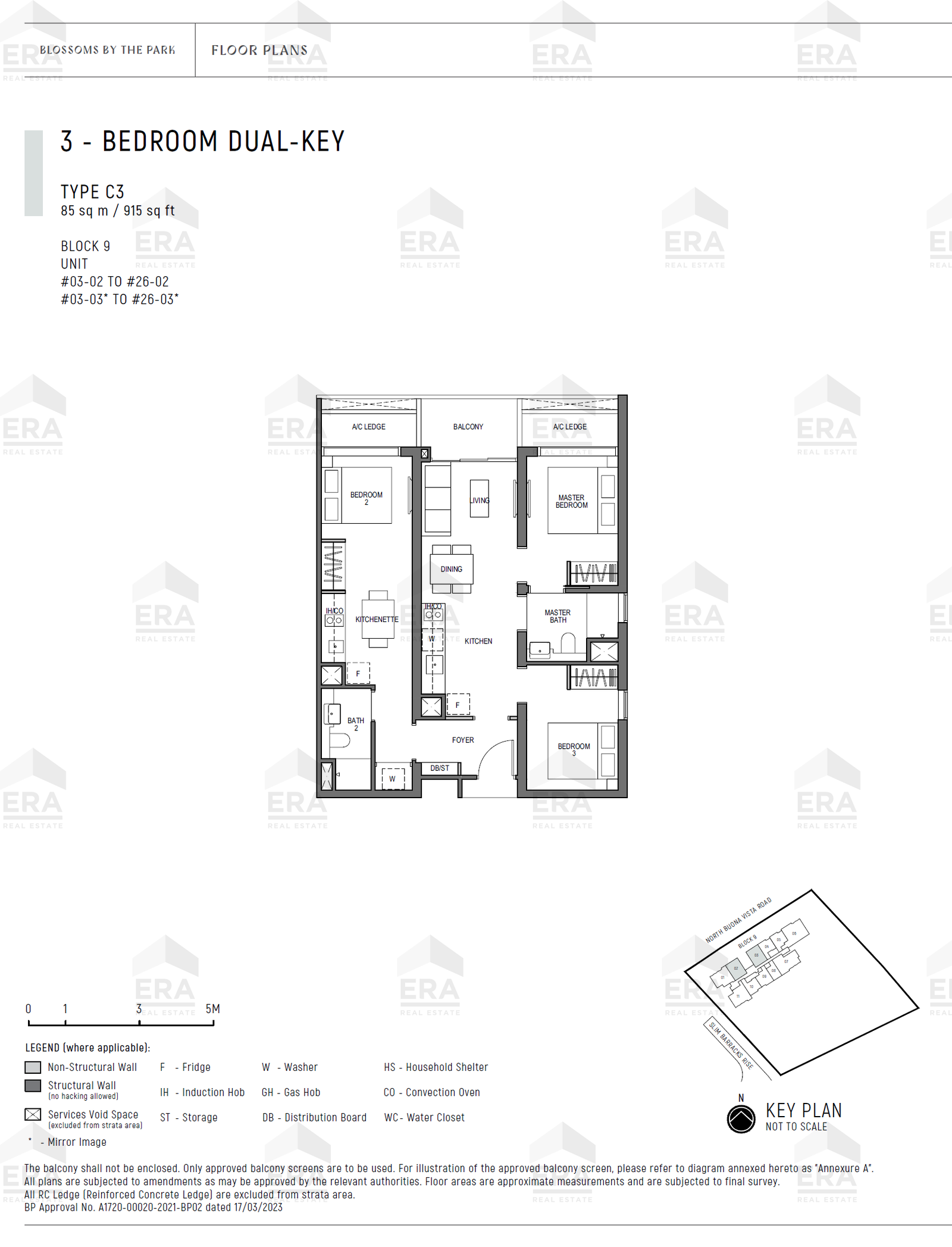 C3 · 915 sqft floor plan