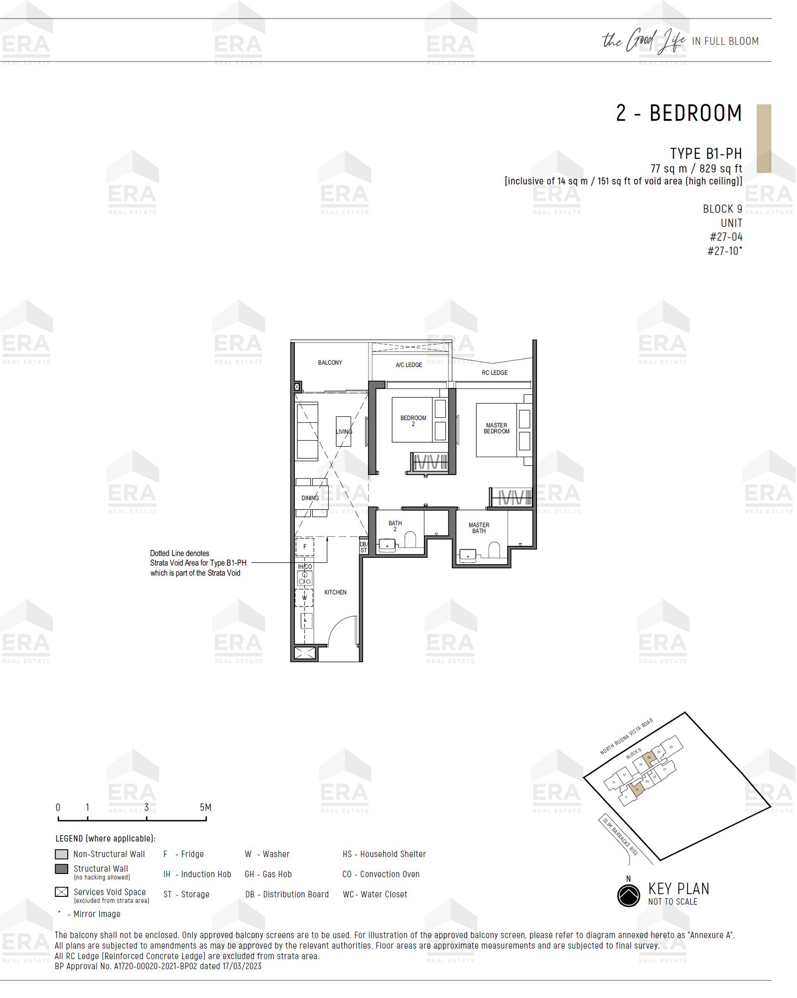 B1-PH · 829 sqft floor plan