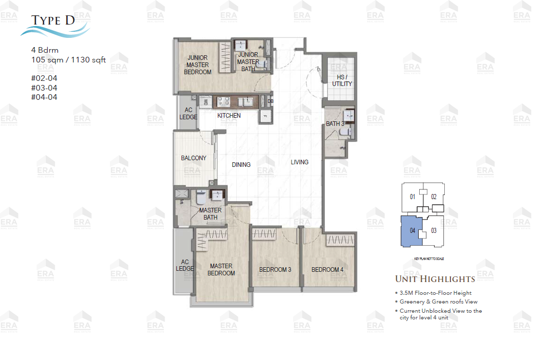 Type D · 1,130 sqft floor plan