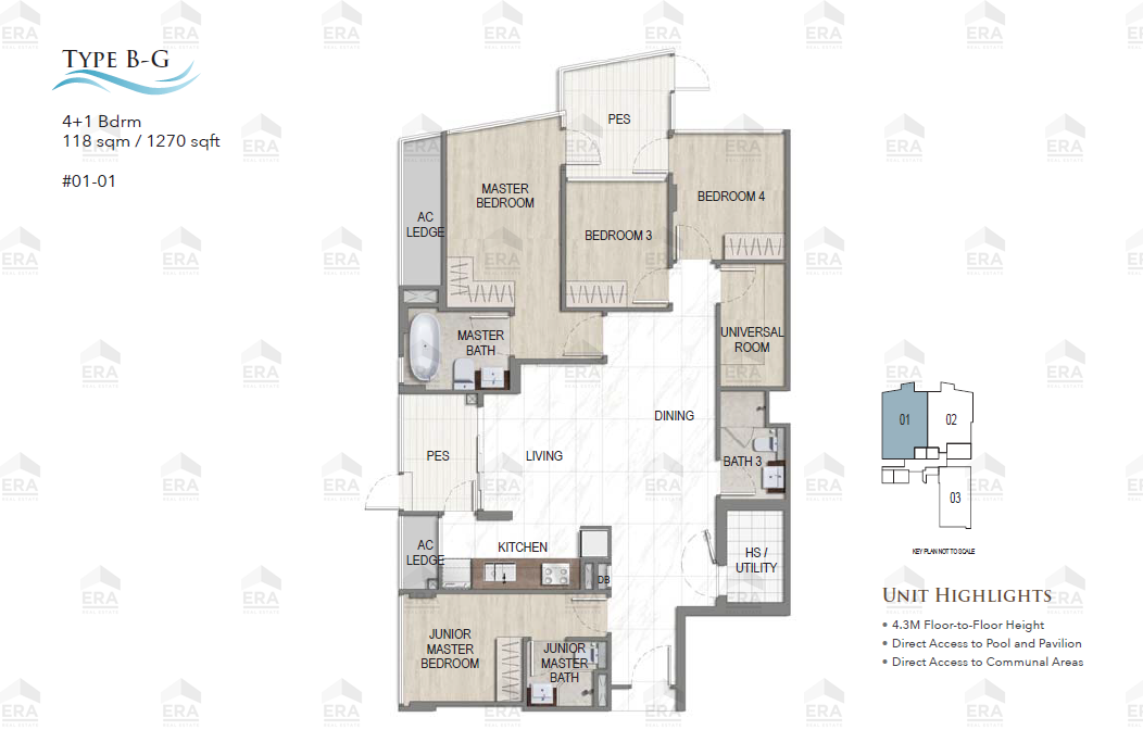Type B-G · 1,270 sqft floor plan