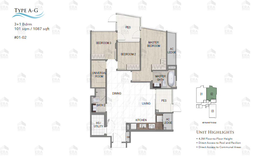 Type A-G · 1,087 sqft floor plan
