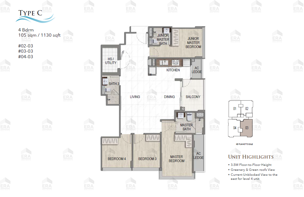Type C · 1,130 sqft floor plan