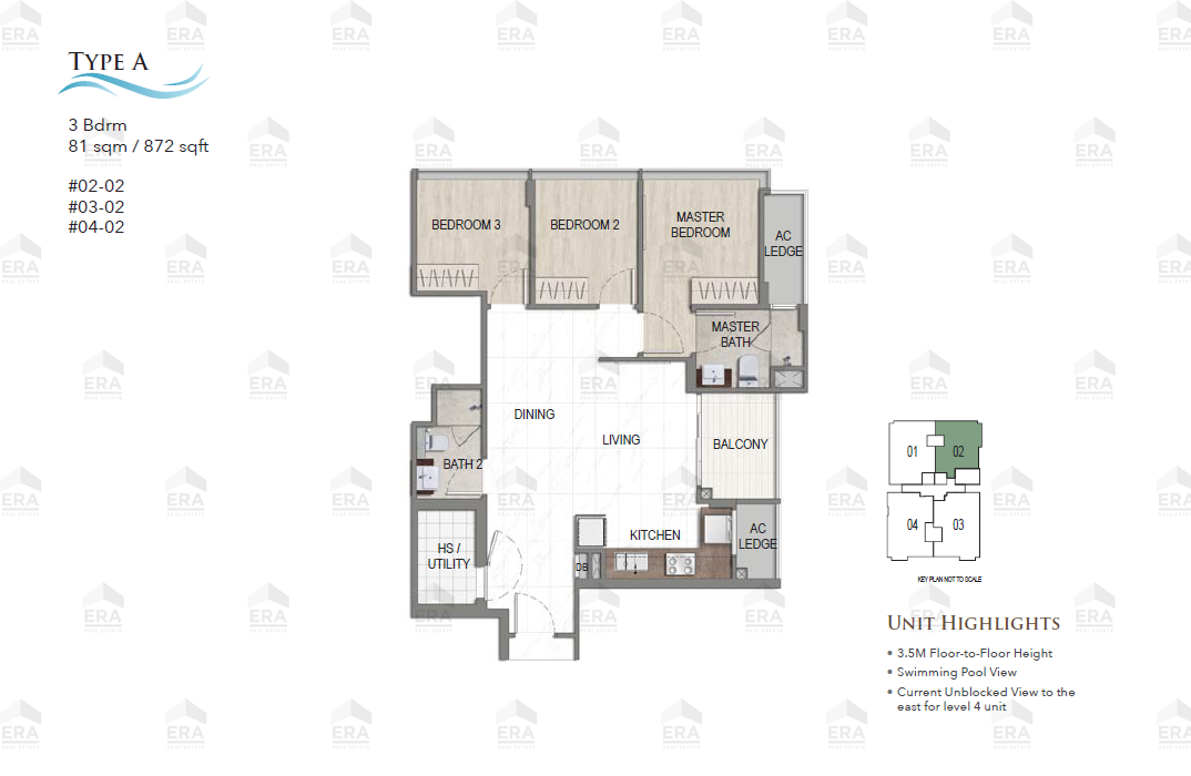 Type A · 872 sqft floor plan