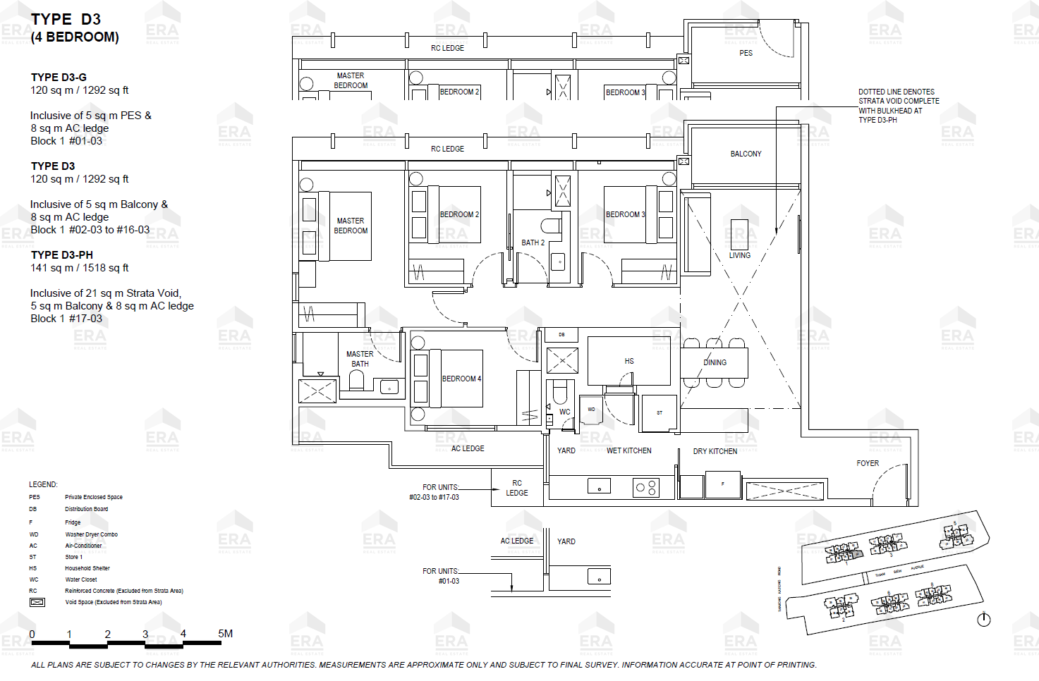D3 · 1,292 sqft floor plan