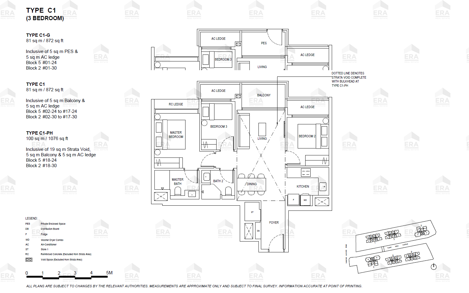 C1-PH · 1,076 sqft floor plan
