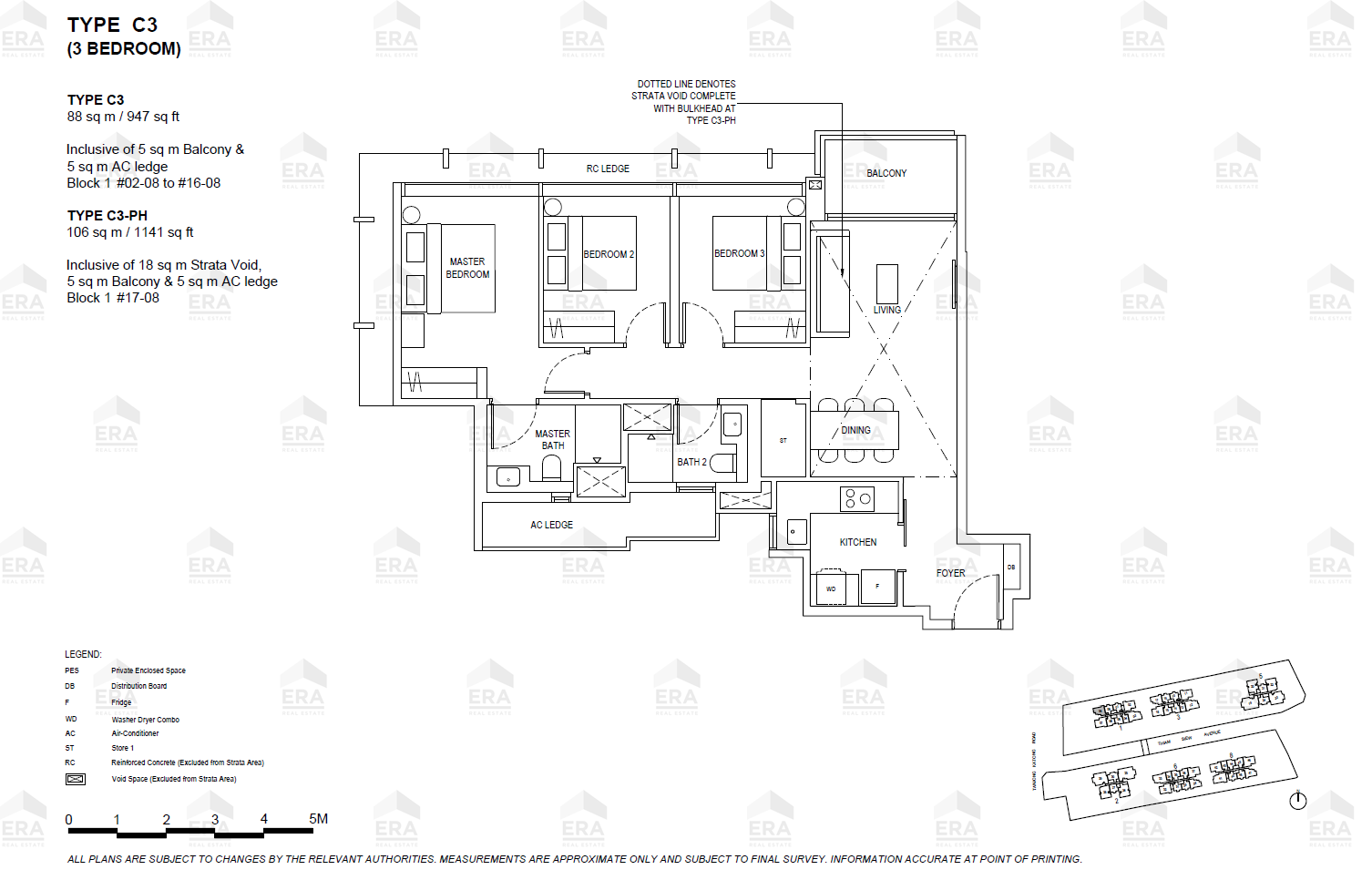 C3 · 947 sqft floor plan