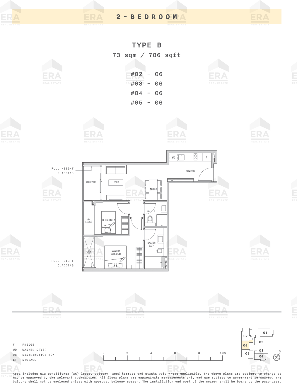 B · 786 sqft floor plan