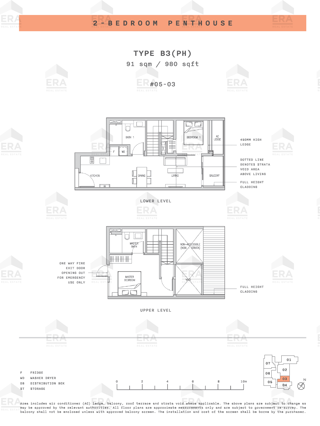 B3(PH) · 980 sqft floor plan