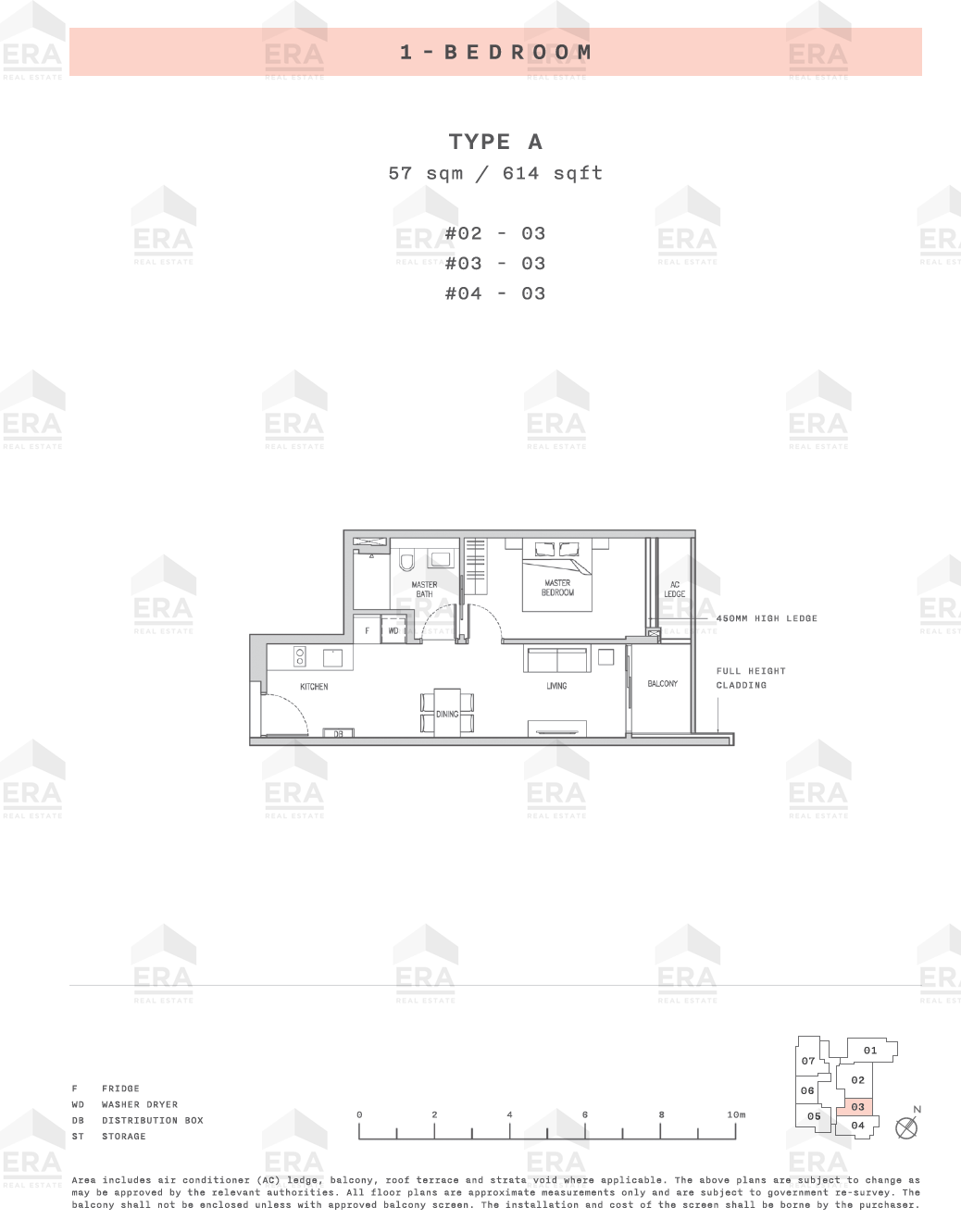 A · 614 sqft floor plan