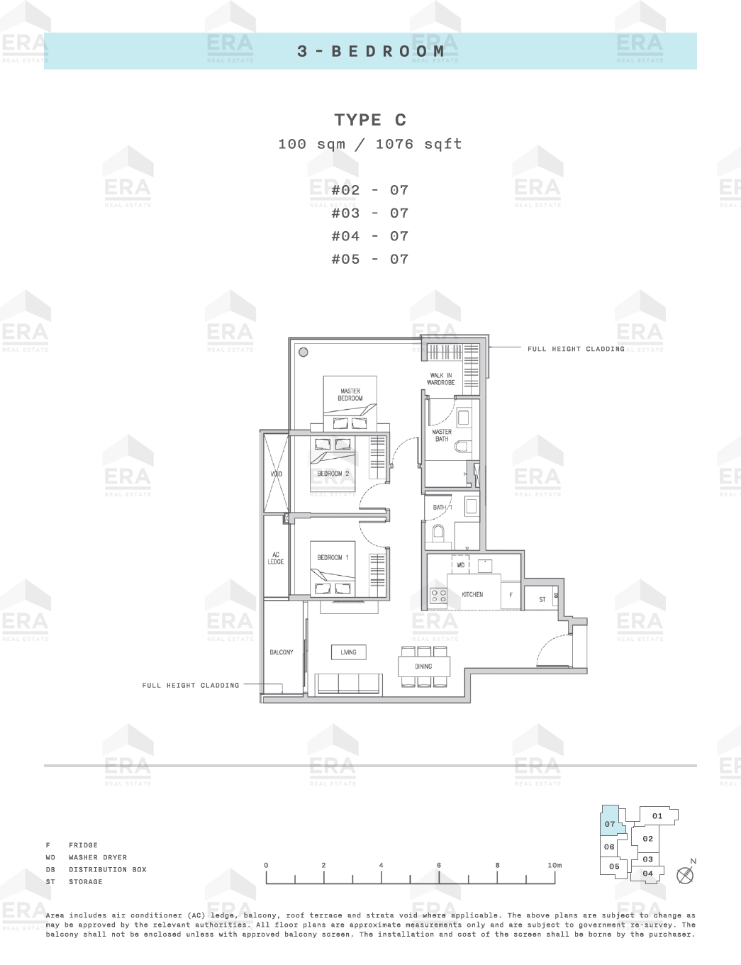 C · 1,076 sqft floor plan