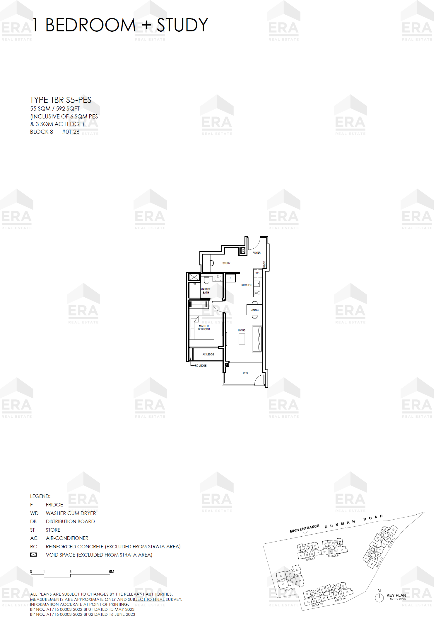 1BR S5-PES · 592 sqft floor plan