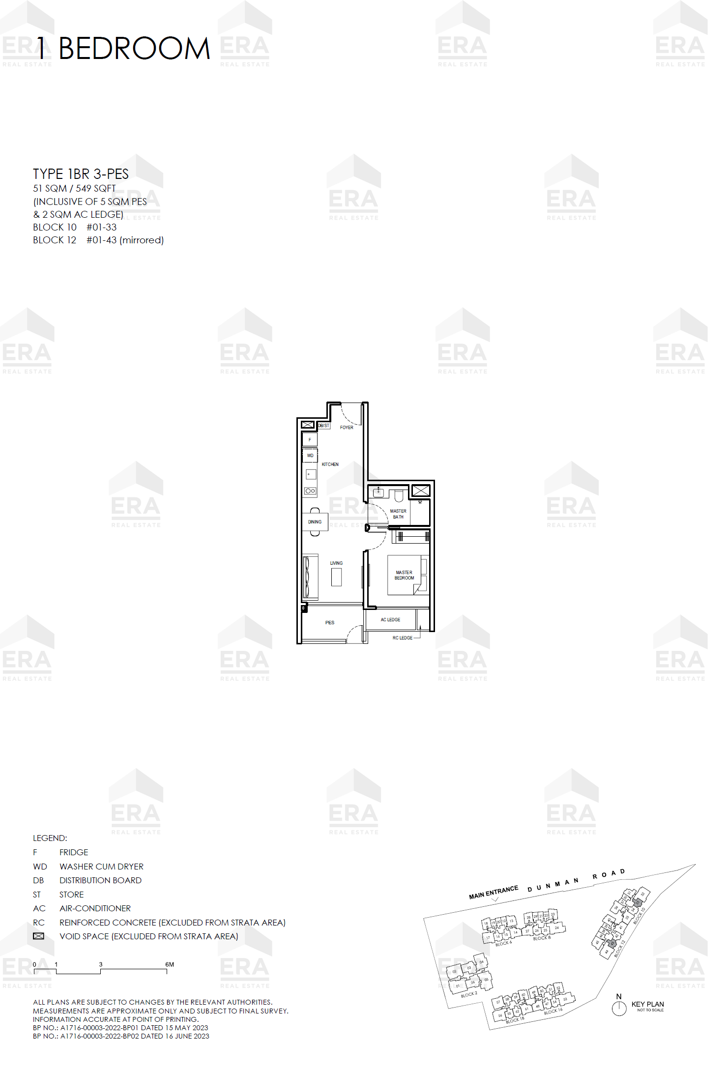 1BR 3-PES · 549 sqft floor plan