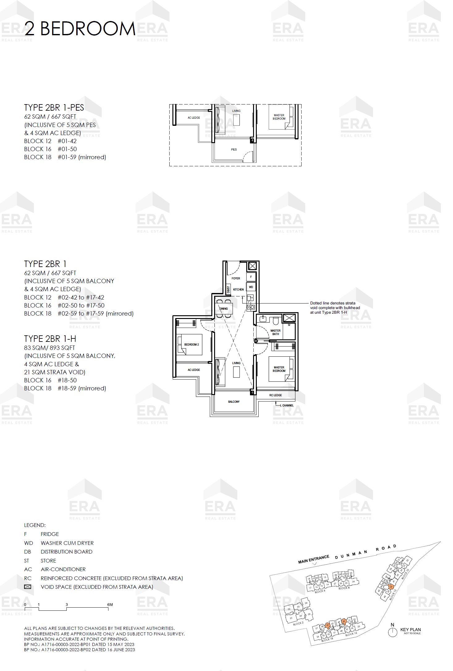 2BR 1-H · 893 sqft floor plan
