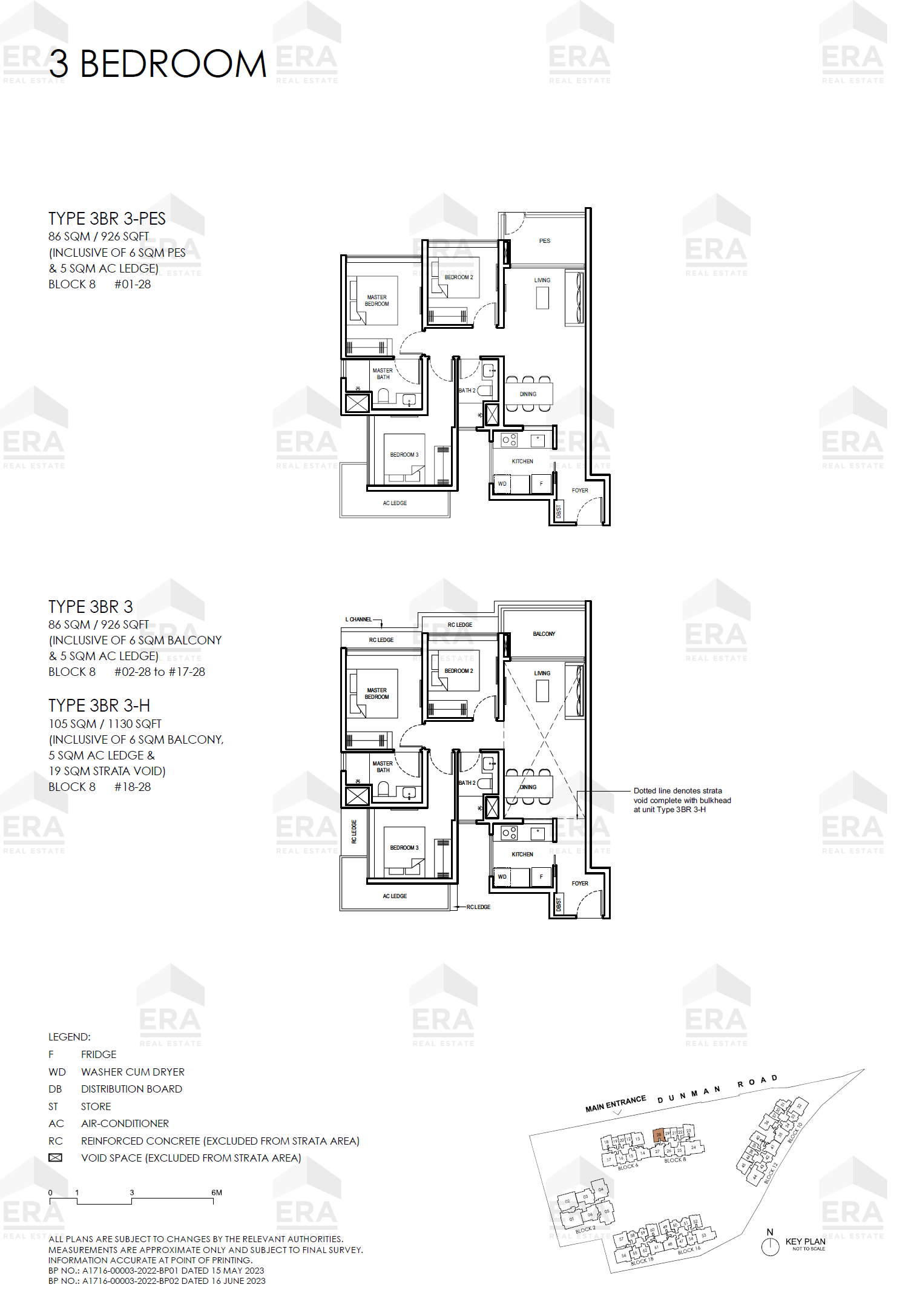 3BR 3-H · 1,130 sqft floor plan