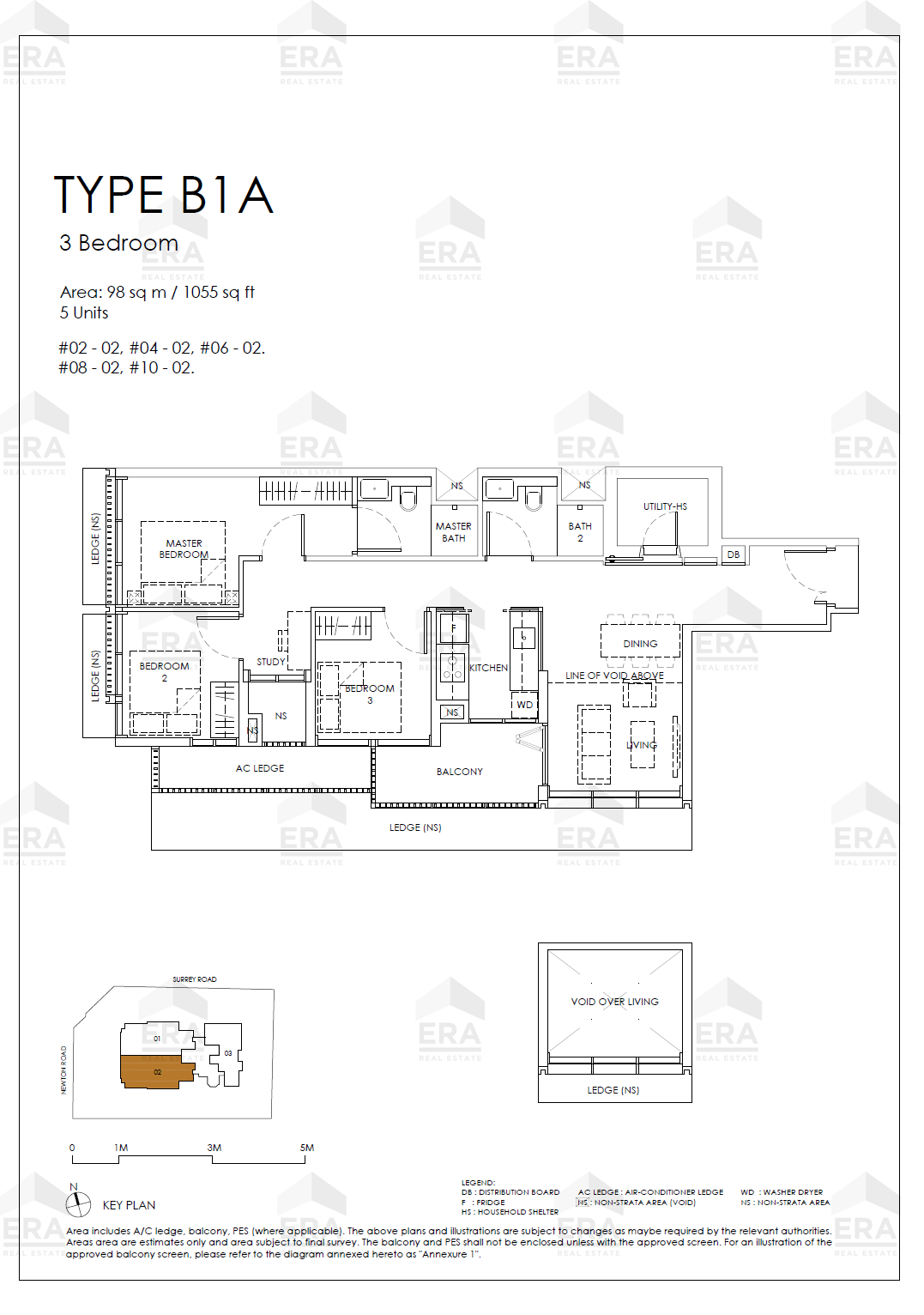 B1A · 1,055 sqft floor plan