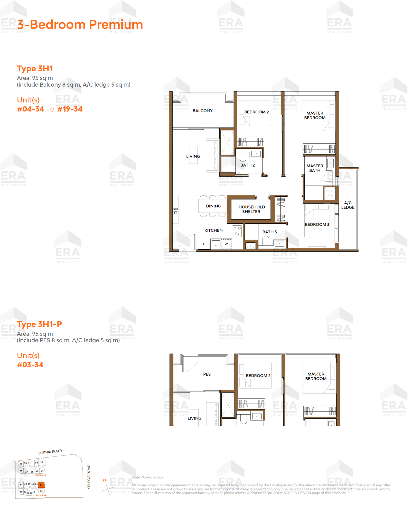 3H1-P · 1,023 sqft floor plan