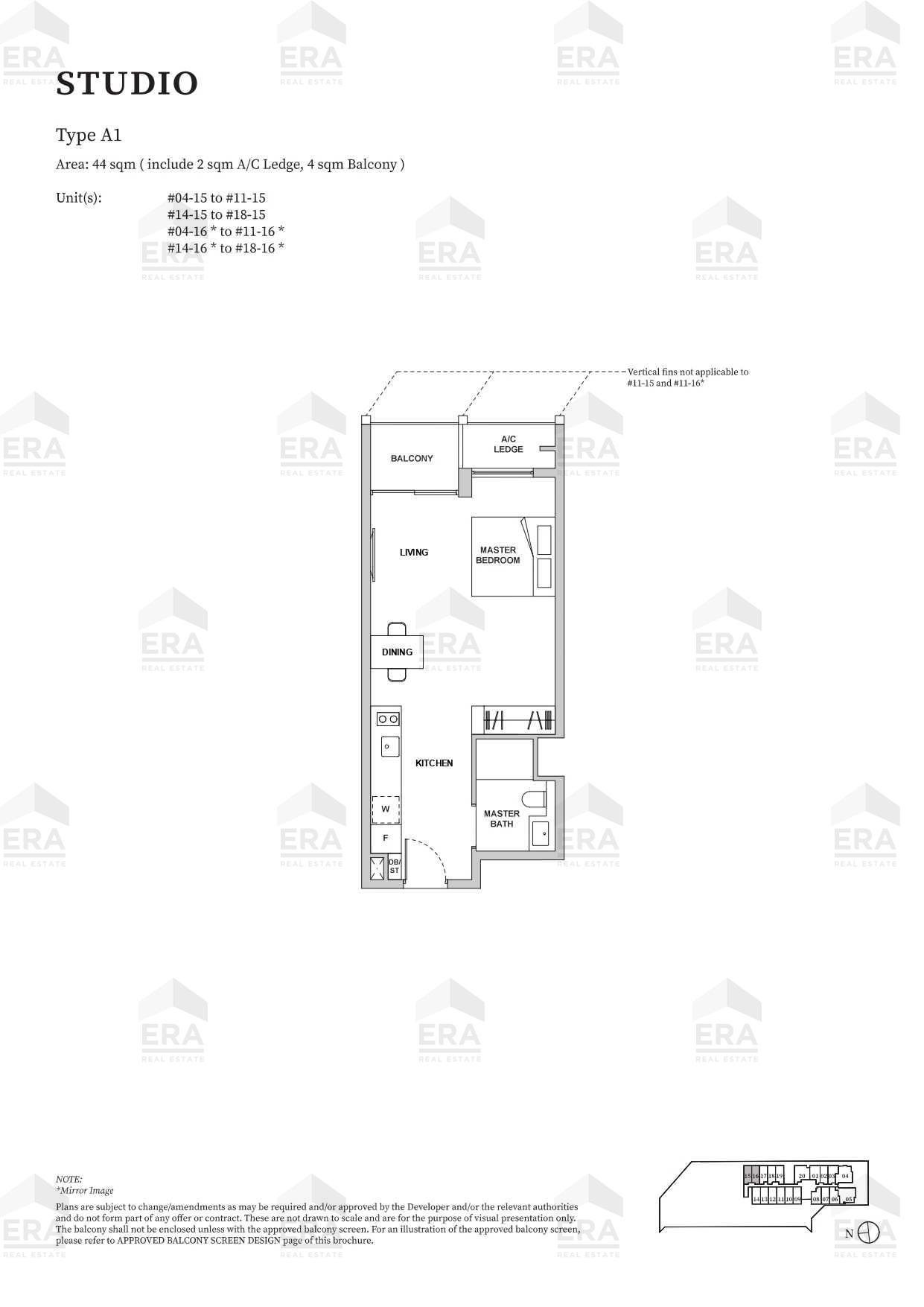A1 · 474 sqft floor plan