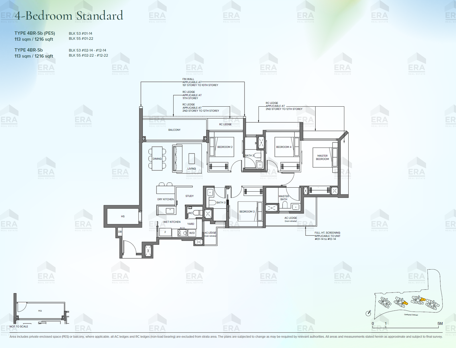 4BR-Sb · 1,216 sqft floor plan