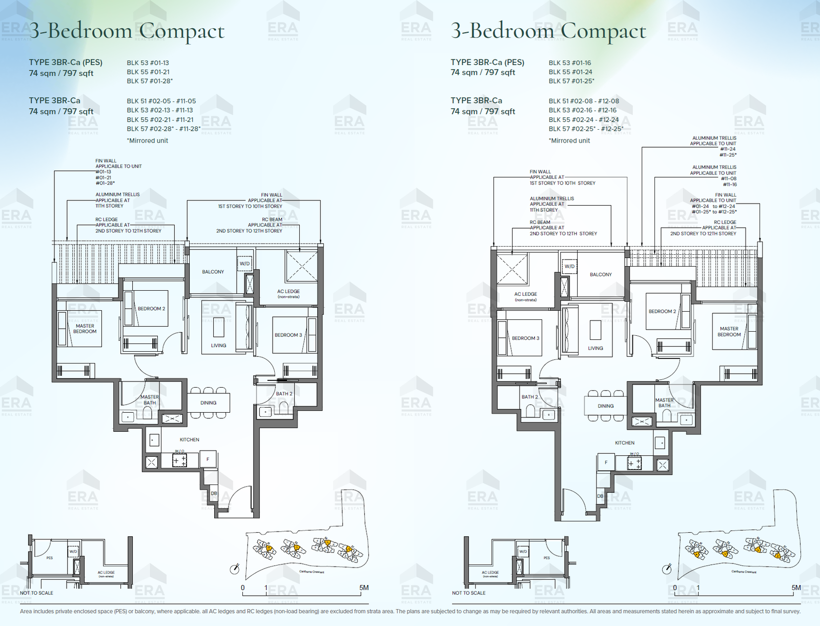 3BR-Ca · 797 sqft floor plan