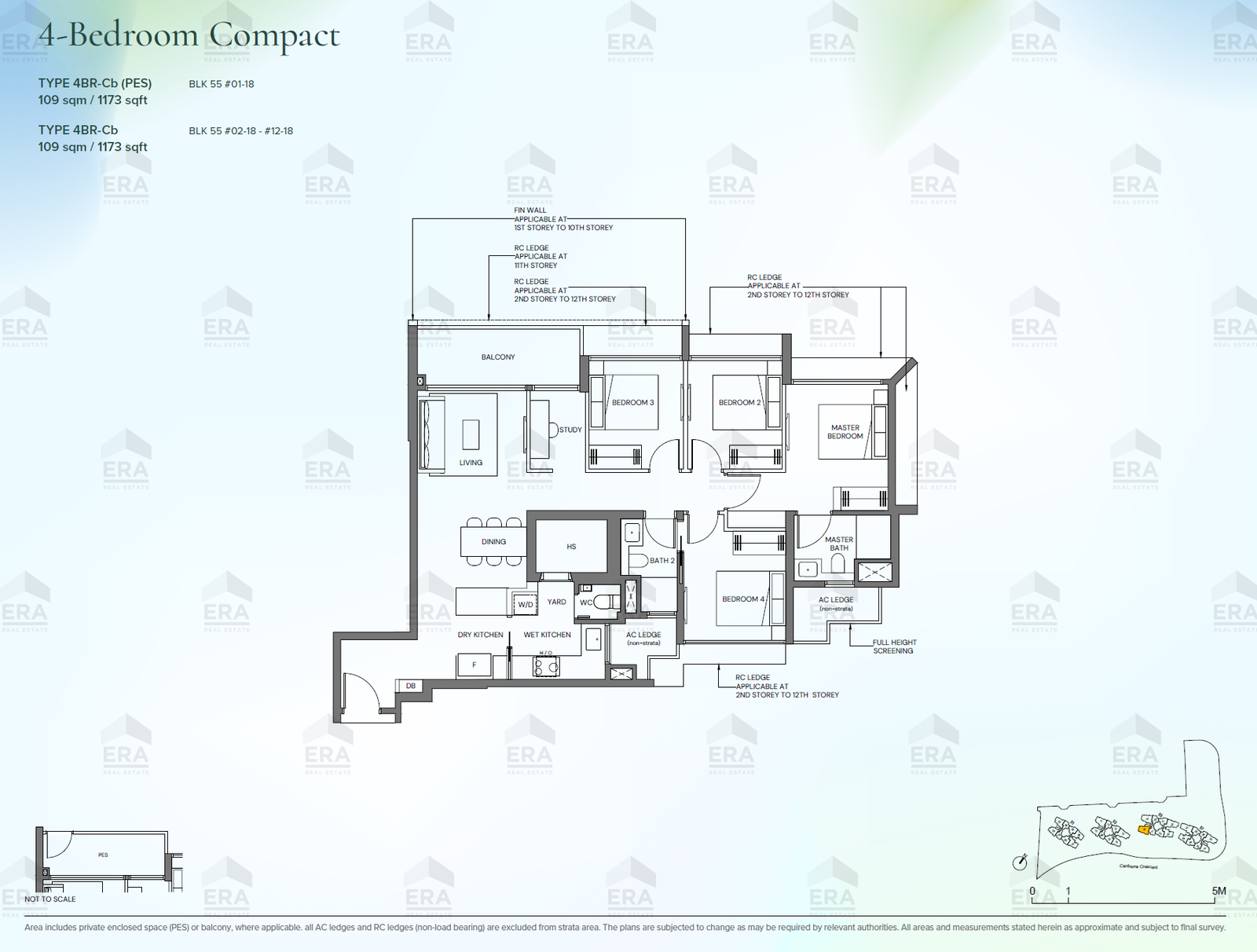 4BR-Cb(PES) · 1,173 sqft floor plan